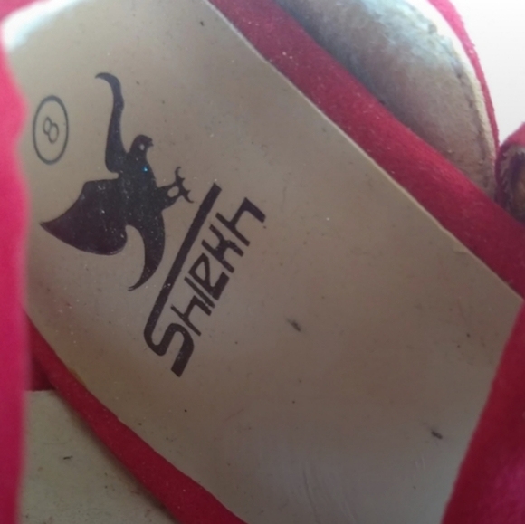 SHLEKH Red Suede Platform High Heel Shoes Ankle Strap  Heels Size 8M US - Picture 6 of 8